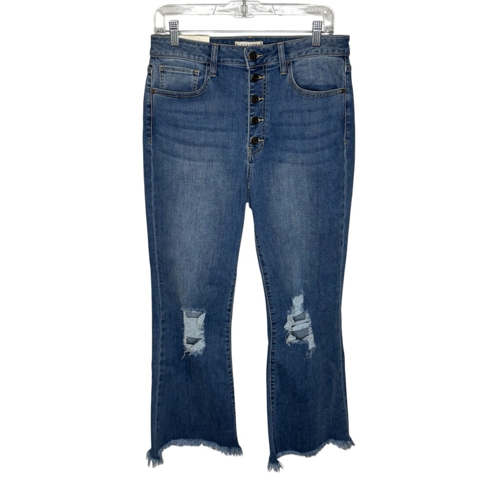 Francesca’s Harper Heritage Jeans Women’s 30 High Rise Kick Crop Distress Flarej